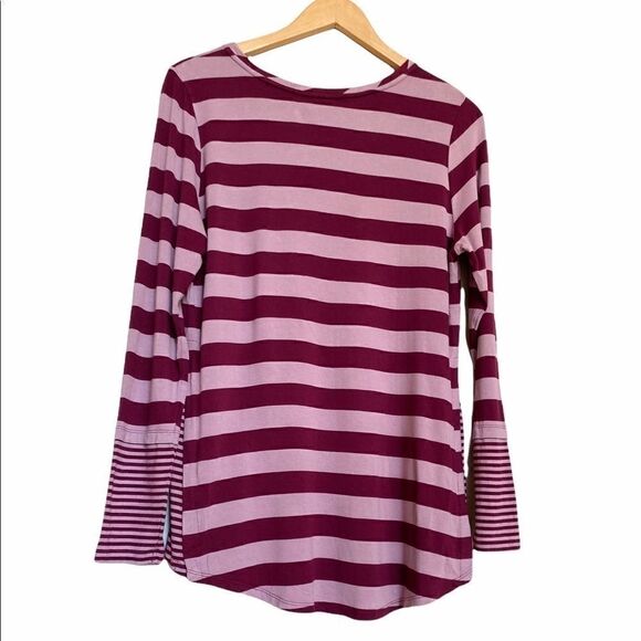 LOGO By Lori Goldstein Tunic Top Purple Striped M - Picture 5 of 5